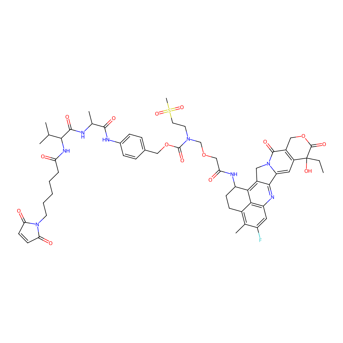 Mal-Val-Ala-PAB-N(SO2Me)-Exatecan molecular structure, CAS 2575682-08-3
