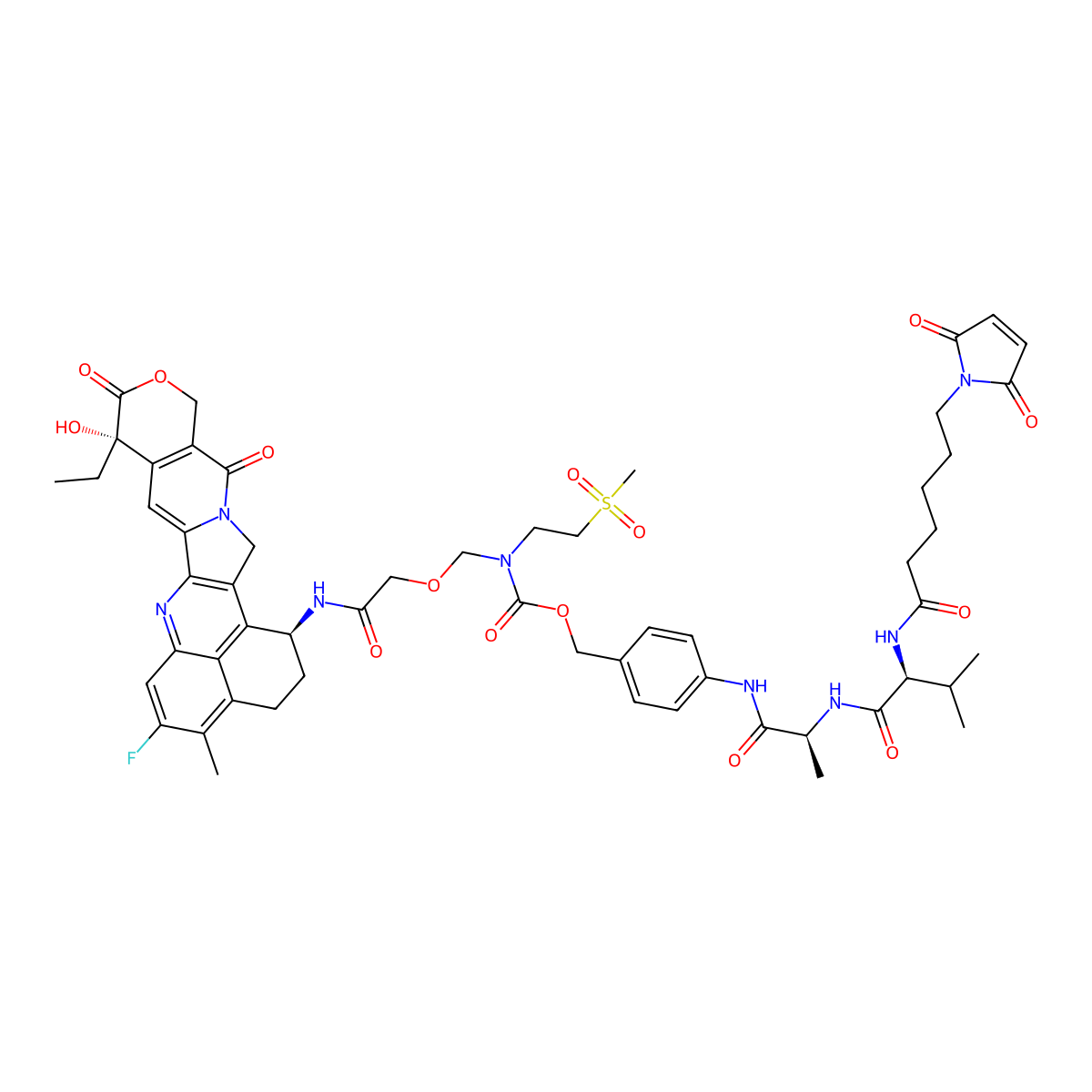 Mal-Val-Ala-PAB-N(SO2Me)-Exatecan molecular structure, CAS 2575682-08-3