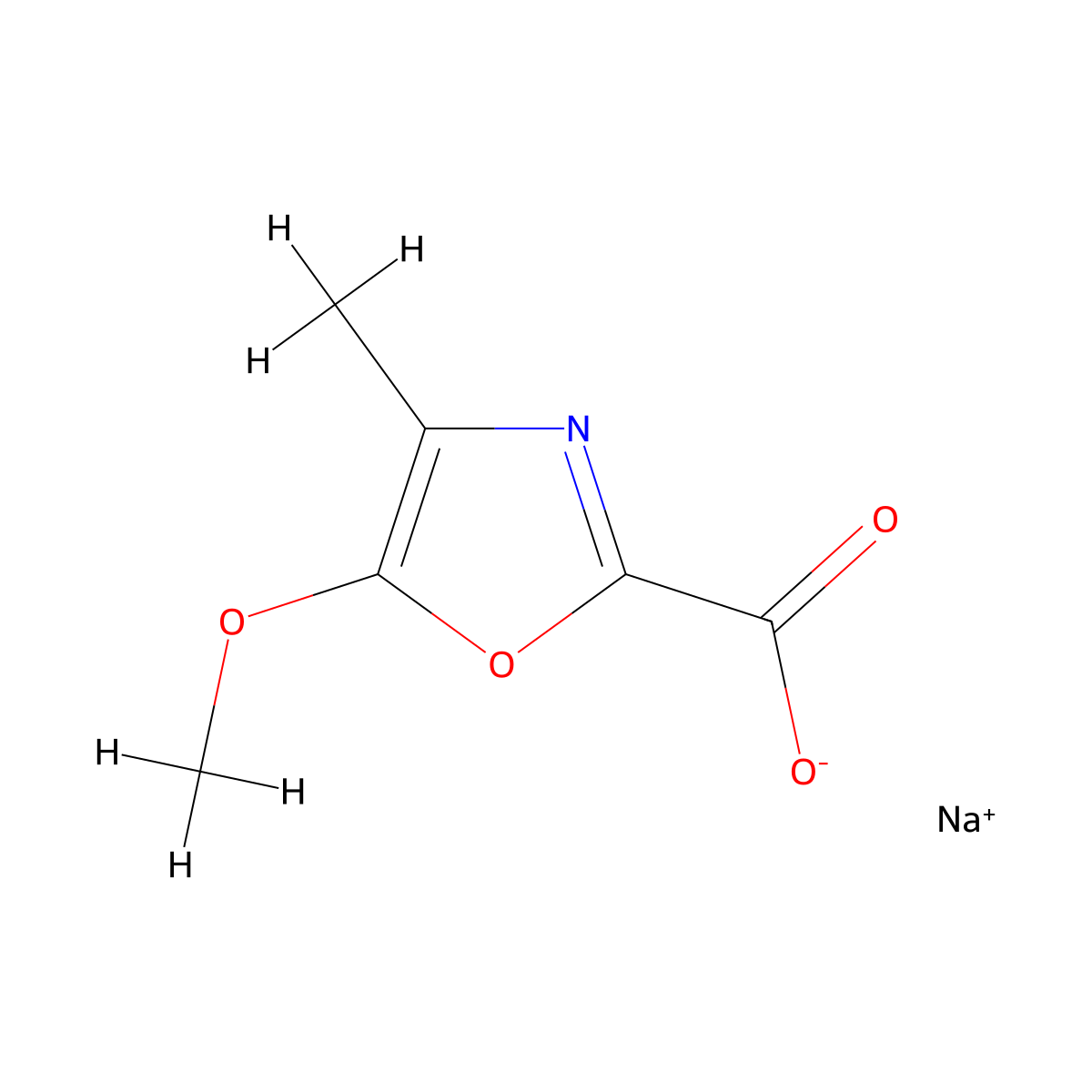 Sodium 5-methoxy-4-methyl-1,3-oxazole-2-carboxylate molecular structure, CAS 2575714-04-2