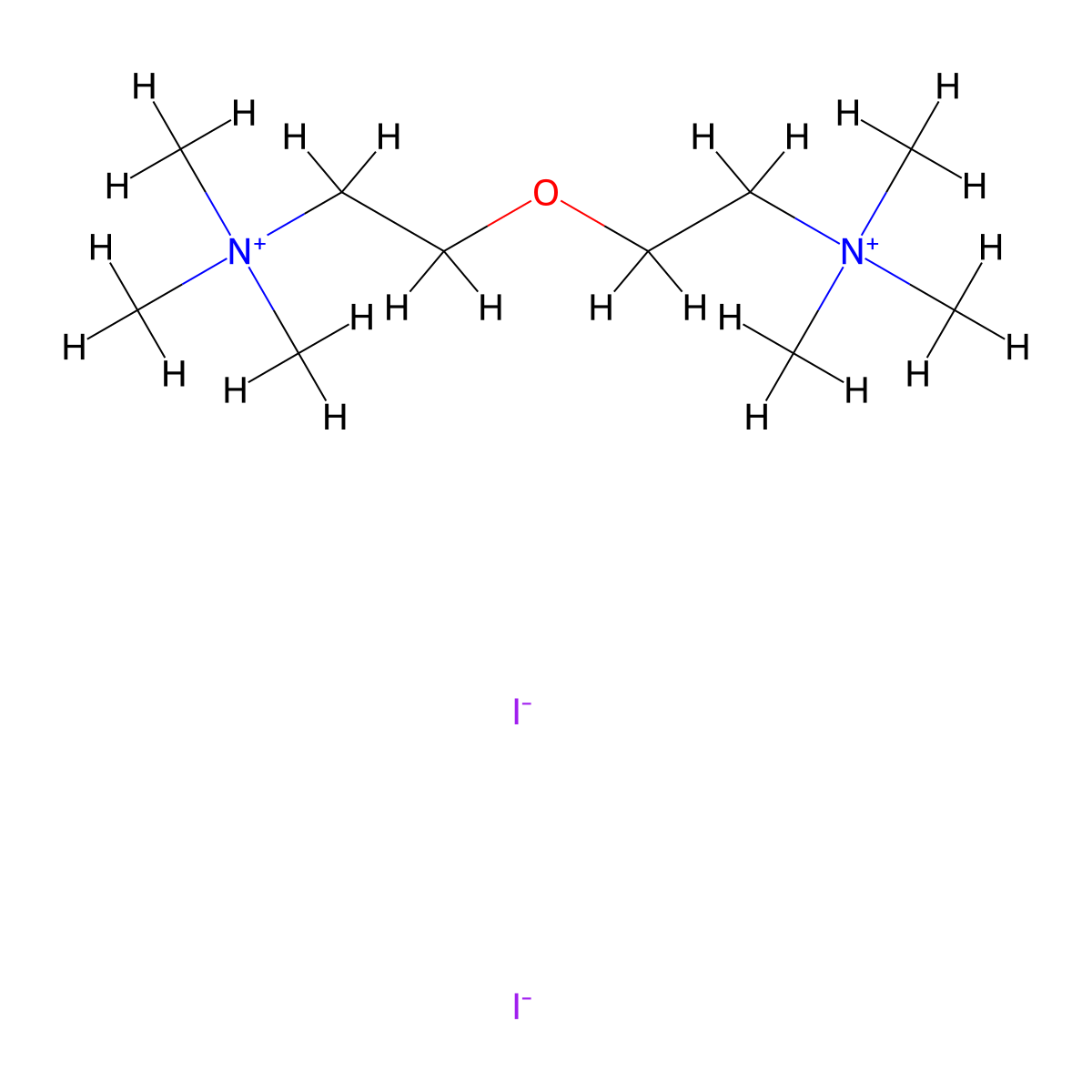 2,2'-Oxybis(N,N,N-trimethylethan-1-aminium) diiodide molecular structure, CAS 2576-43-4