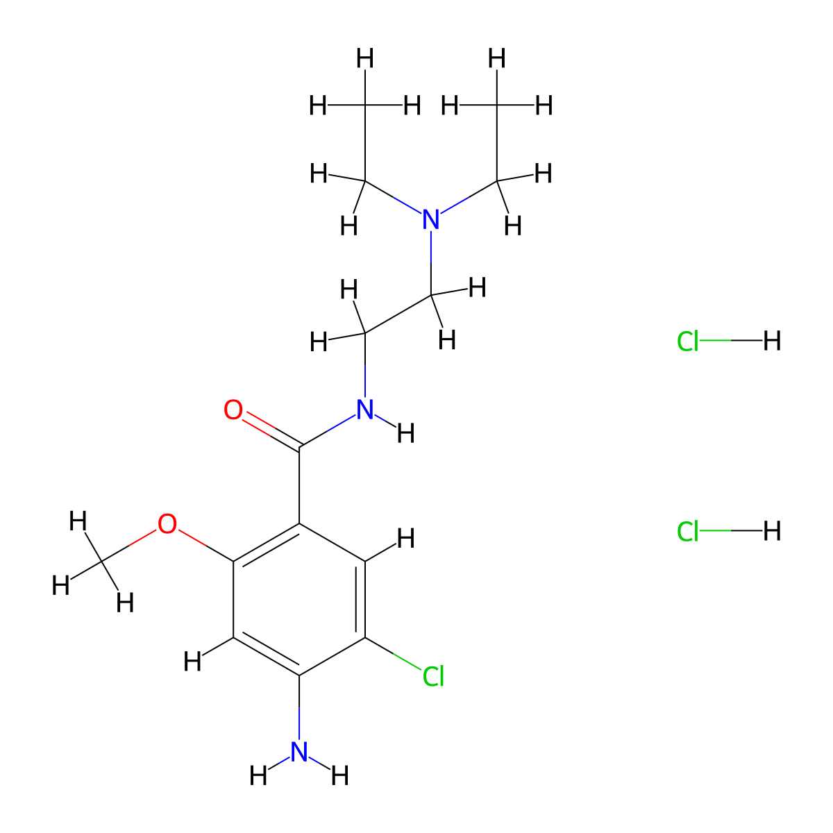Metoclopramide Dihydrochloride molecular structure, CAS 2576-84-3