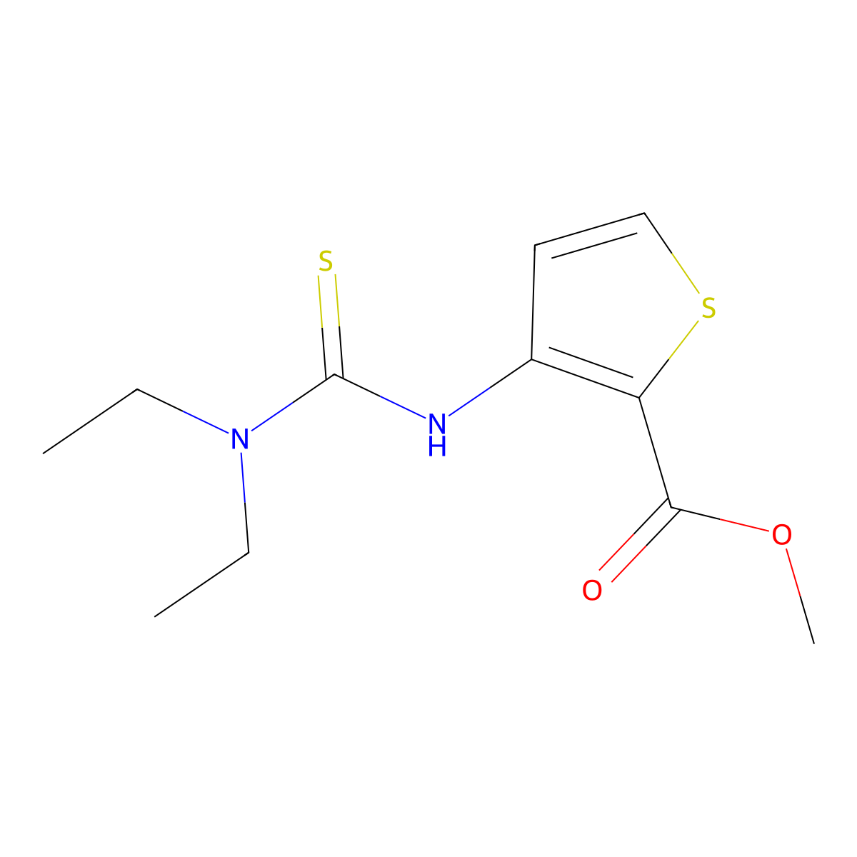 Methyl 3-(3,3-diethylthioureido)thiophene-2-carboxylate molecular structure, CAS 257610-82-5