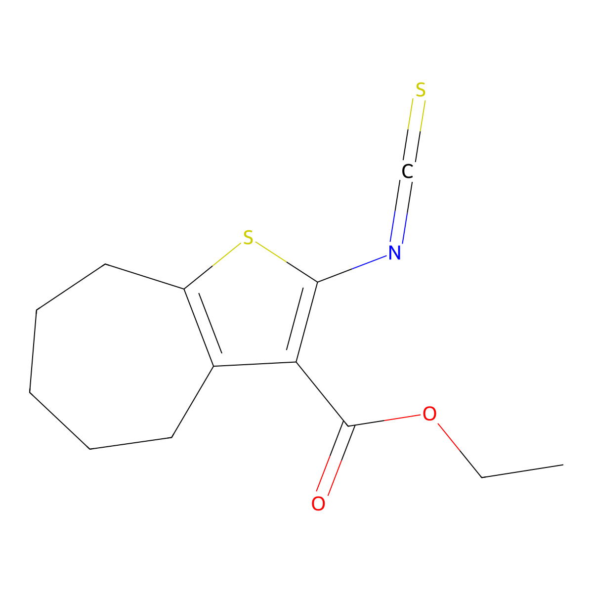 ethyl 2-isothiocyanato-5,6,7,8-tetrahydro-4H-cyclohepta[b]thiophene-3-carboxylate molecular structure, CAS 257610-91-6
