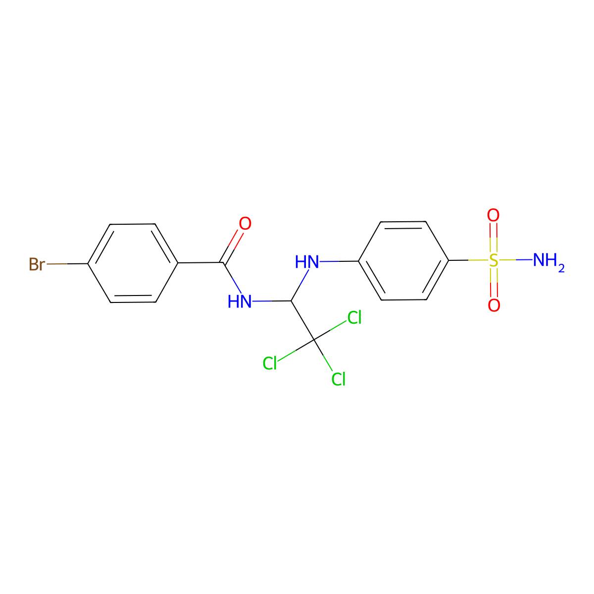 4-bromo-N-[2,2,2-trichloro-1-(4-sulfamoylanilino)ethyl]benzamide molecular structure, CAS 257612-36-5