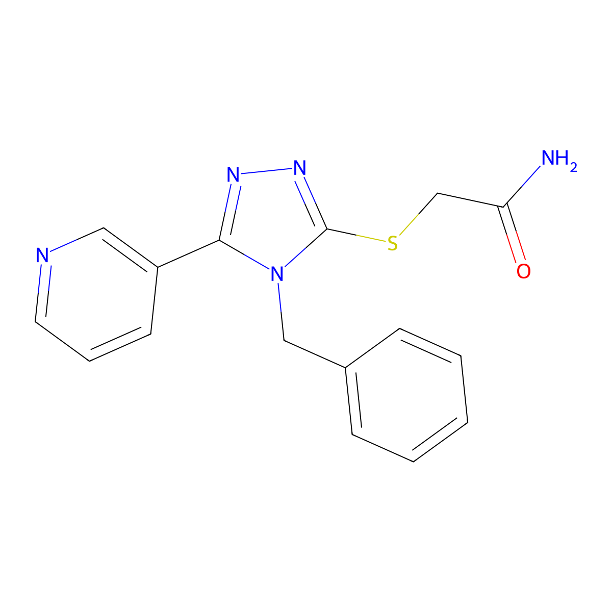 2-[(4-Benzyl-5-pyridin-3-yl-1,2,4-triazol-3-yl)sulfanyl]acetamide molecular structure, CAS 257612-64-9