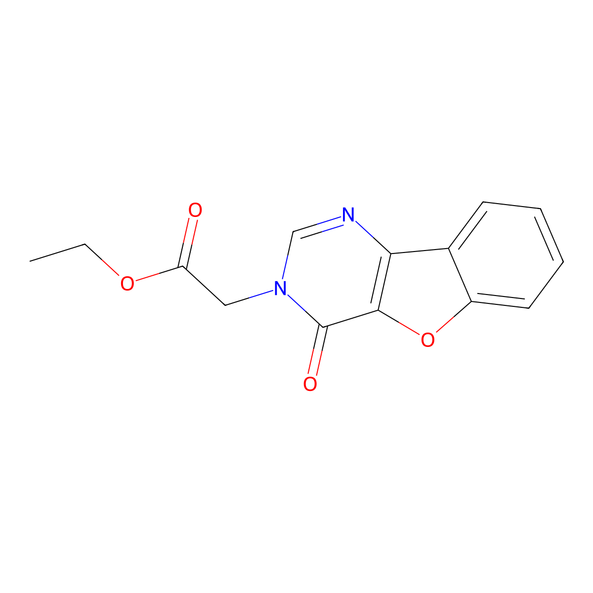 ethyl (4-oxo[1]benzofuro[3,2-{d}]pyrimidin-3(4{H})-yl)acetate molecular structure, CAS 257613-43-7