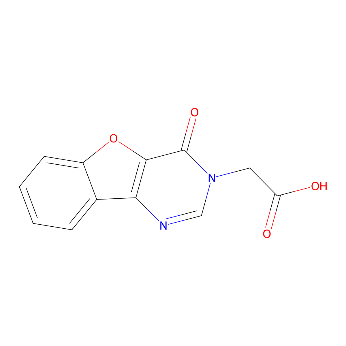 4-Oxobenzofuro[3,2-d]pyrimidine-3(4H)-acetic acid molecular structure, CAS 257613-44-8
