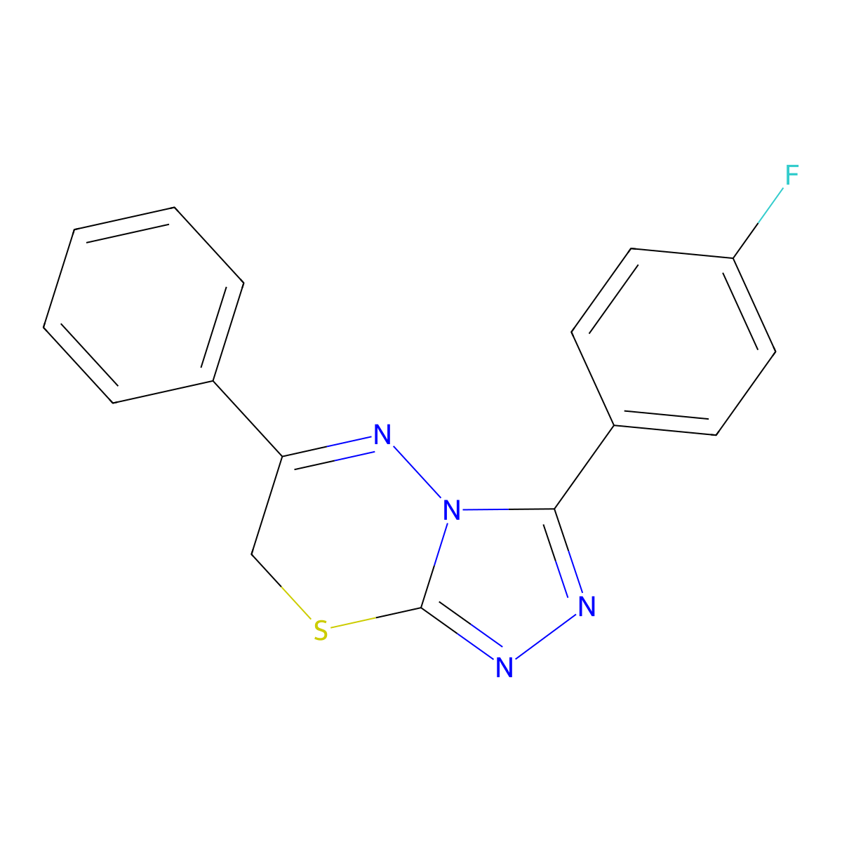 3-(4-fluorophenyl)-6-phenyl-7H-[1,2,4]triazolo[3,4-b][1,3,4]thiadiazine molecular structure, CAS 257614-67-8