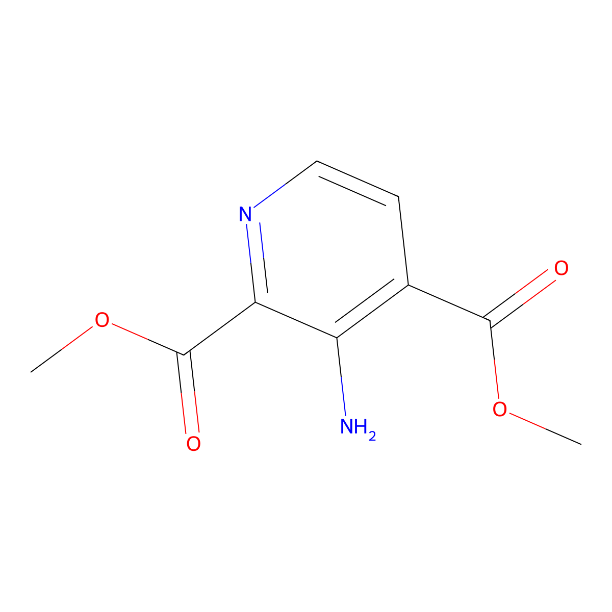 Dimethyl 3-aminopyridine-2,4-dicarboxylate molecular structure, CAS 257615-55-7