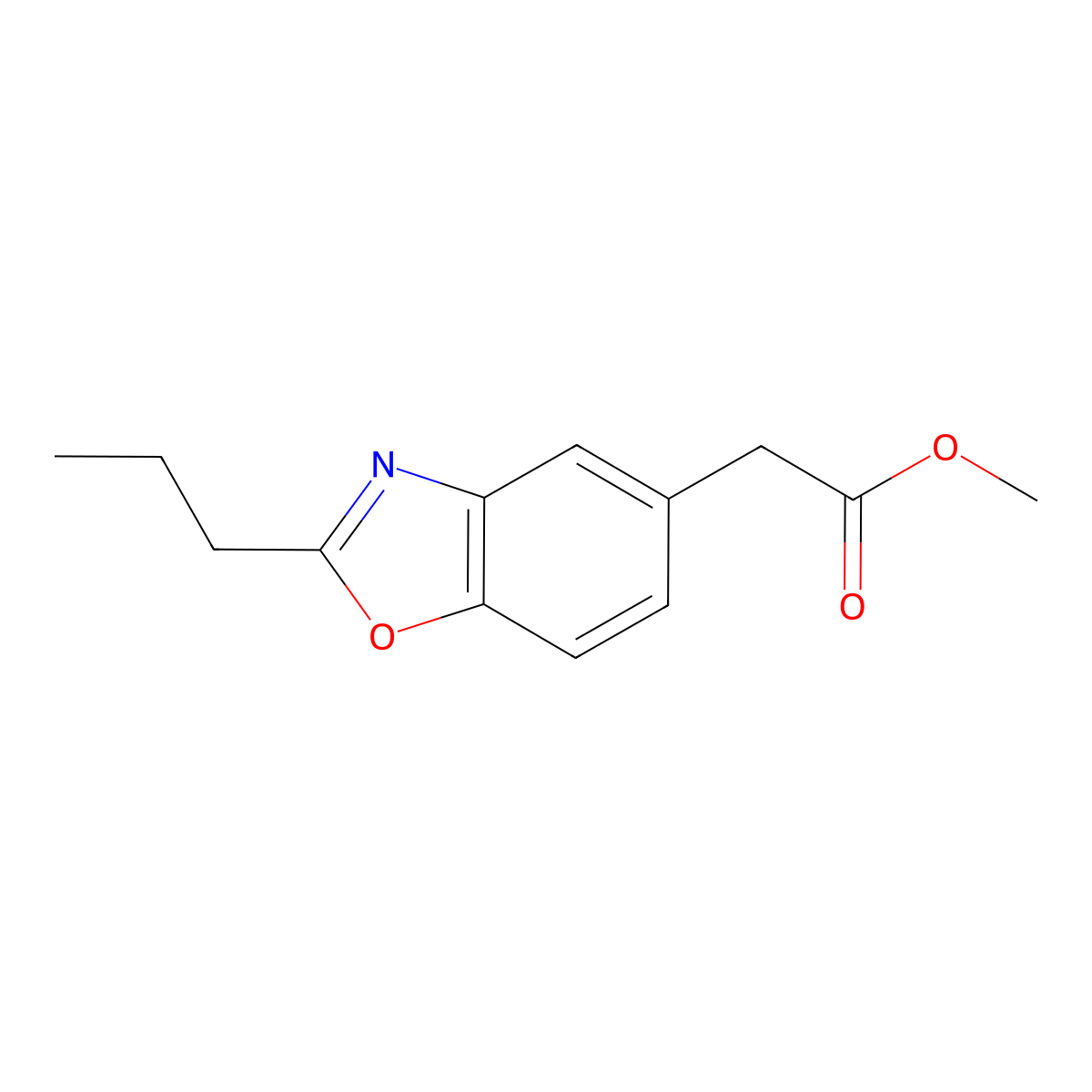 Methyl 2-(2-propyl-1,3-benzoxazol-5-yl)acetate molecular structure, CAS 257632-57-8