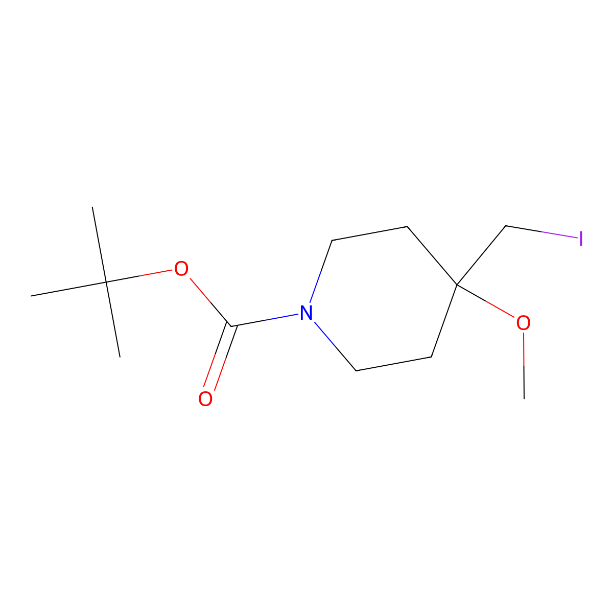 tert-Butyl 4-(iodomethyl)-4-methoxypiperidine-1-carboxylate molecular structure, CAS 257634-43-8