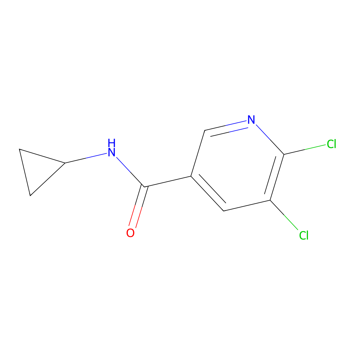 5,6-Dichloro-N-cyclopropylpyridine-3-carboxamide molecular structure, CAS 25764-77-6