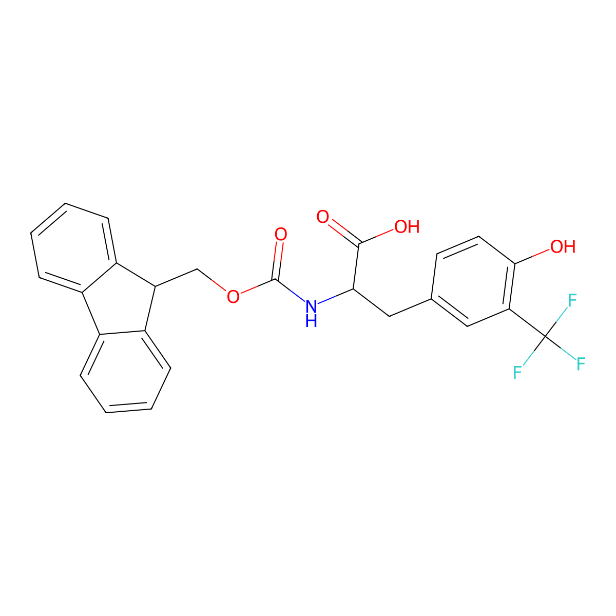 (S)-2-((((9H-Fluoren-9-YL)methoxy)carbonyl)amino)-3-(4-hydroxy-3-(trifluoromethyl)phenyl)propanoic acid molecular structure, CAS 2576507-89-4