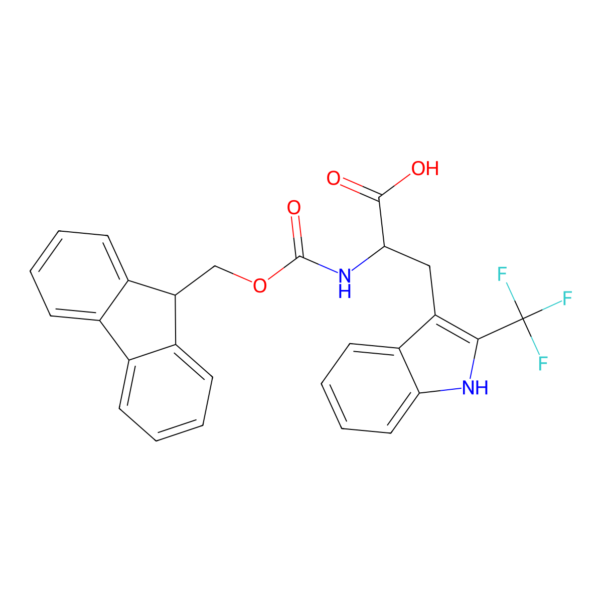 (2S)-2-(9H-fluoren-9-ylmethoxycarbonylamino)-3-[2-(trifluoromethyl)-1H-indol-3-yl]propanoic acid molecular structure, CAS 2576508-09-1