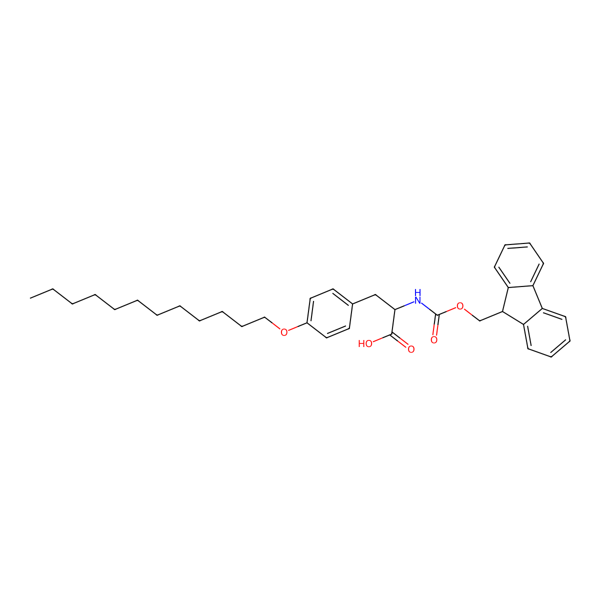 (2S)-3-(4-(dodecyloxy)phenyl)-2-((((9H-fluoren-9-yl)methoxy)carbonyl)amino)propanoic acid molecular structure, CAS 2576508-15-9