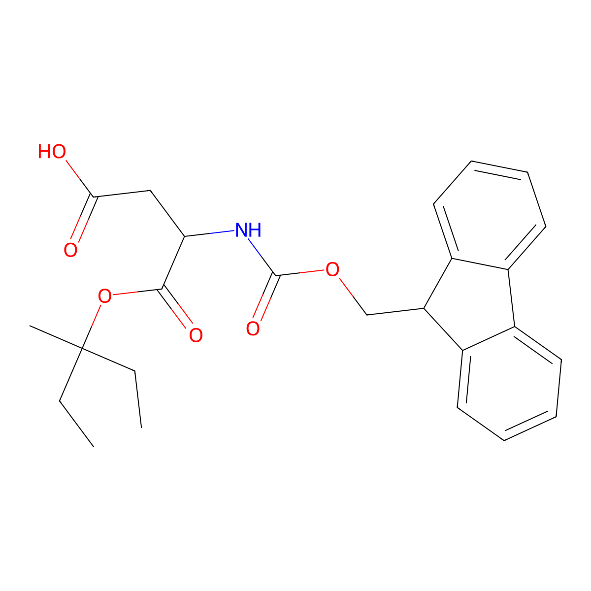 (3S)-3-(9H-fluoren-9-ylmethoxycarbonylamino)-4-(3-methylpentan-3-yloxy)-4-oxobutanoic acid molecular structure, CAS 2576508-17-1