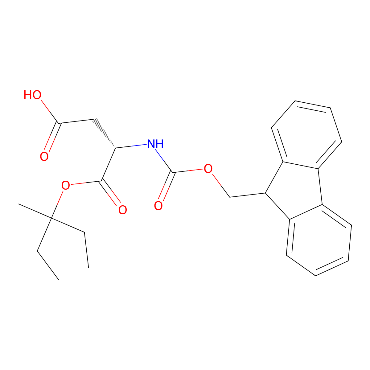 (3S)-3-(9H-fluoren-9-ylmethoxycarbonylamino)-4-(3-methylpentan-3-yloxy)-4-oxobutanoic acid molecular structure, CAS 2576508-17-1