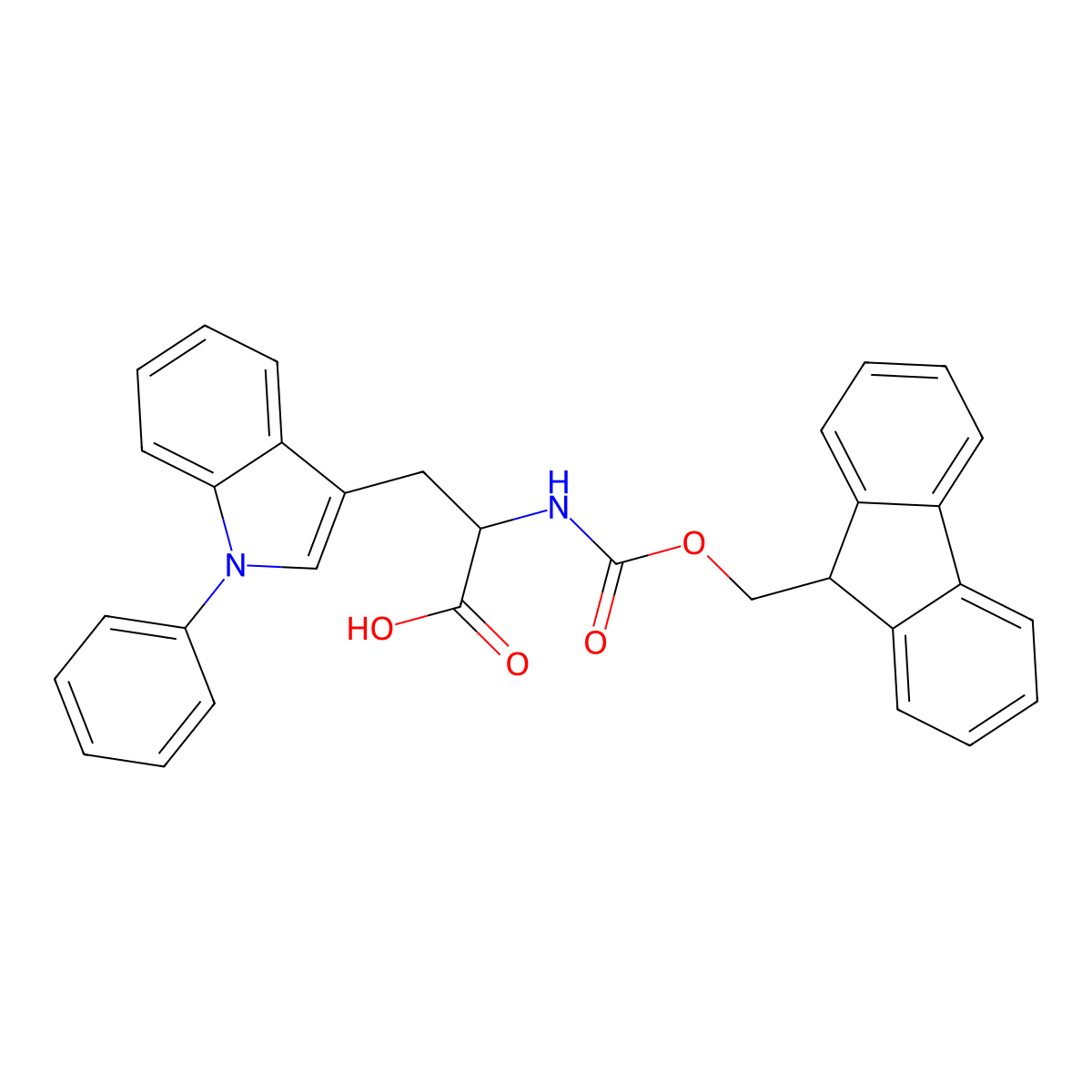 N-alpha-(9-Fluorenylmethyloxycarbonyl)-N'-phenyl-L-tryptophan (Fmoc-L-Trp(Ph)-OH) molecular structure, CAS 2576508-19-3