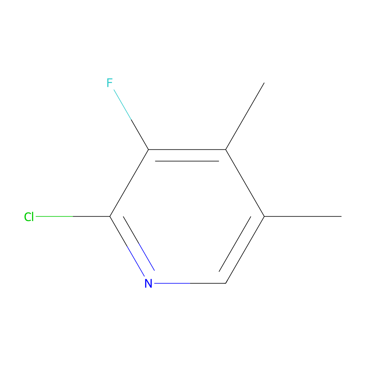 Pyridine, 2-chloro-3-fluoro-4,5-dimethyl- molecular structure, CAS 2576587-11-4