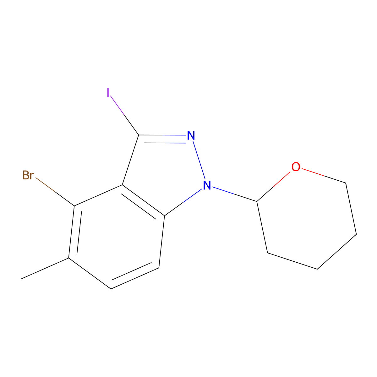 4-Bromo-3-iodo-5-methyl-1-(oxan-2-yl)indazole molecular structure, CAS 2576726-84-4