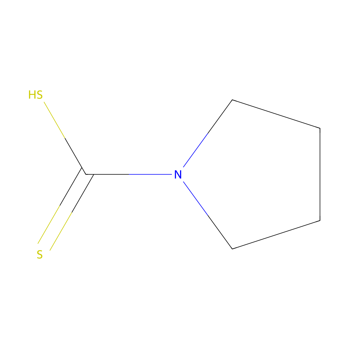 Pyrrolidinecarbodithioic acid molecular structure, CAS 25769-03-3
