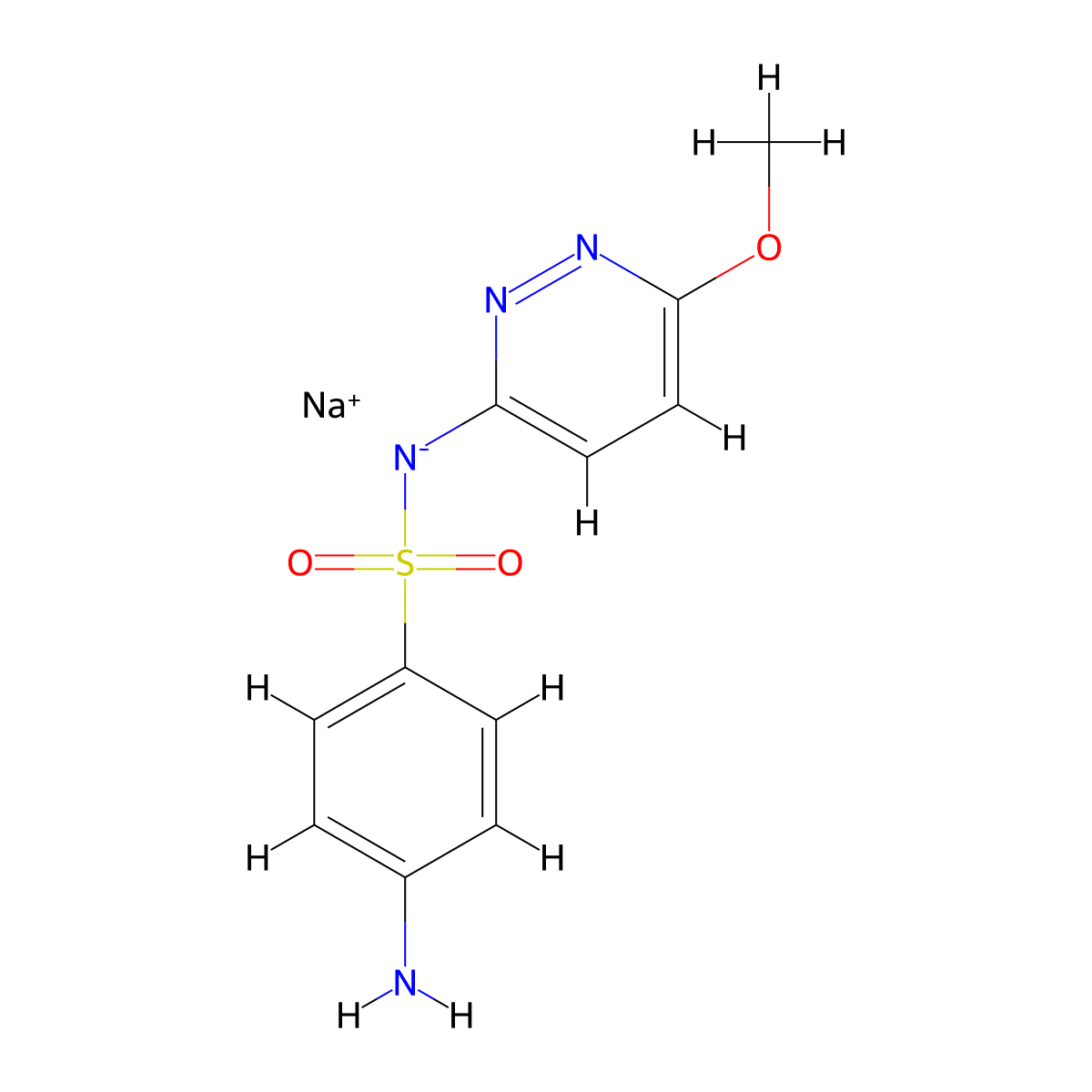 sulfamethoxypyridazine sodium salt molecular structure, CAS 2577-32-4