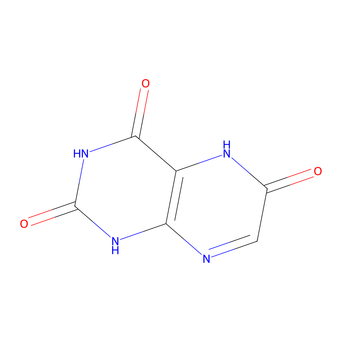 2,4,6(3H)-Pteridinetrione, 1,5-dihydro- molecular structure, CAS 2577-35-7