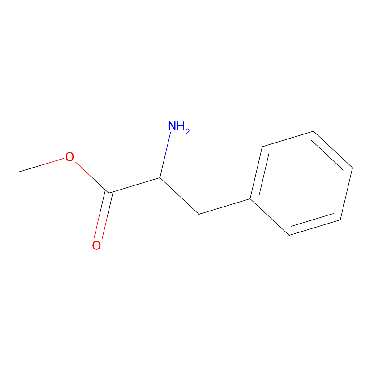 L-Phenylalanine, methyl ester molecular structure, CAS 2577-90-4