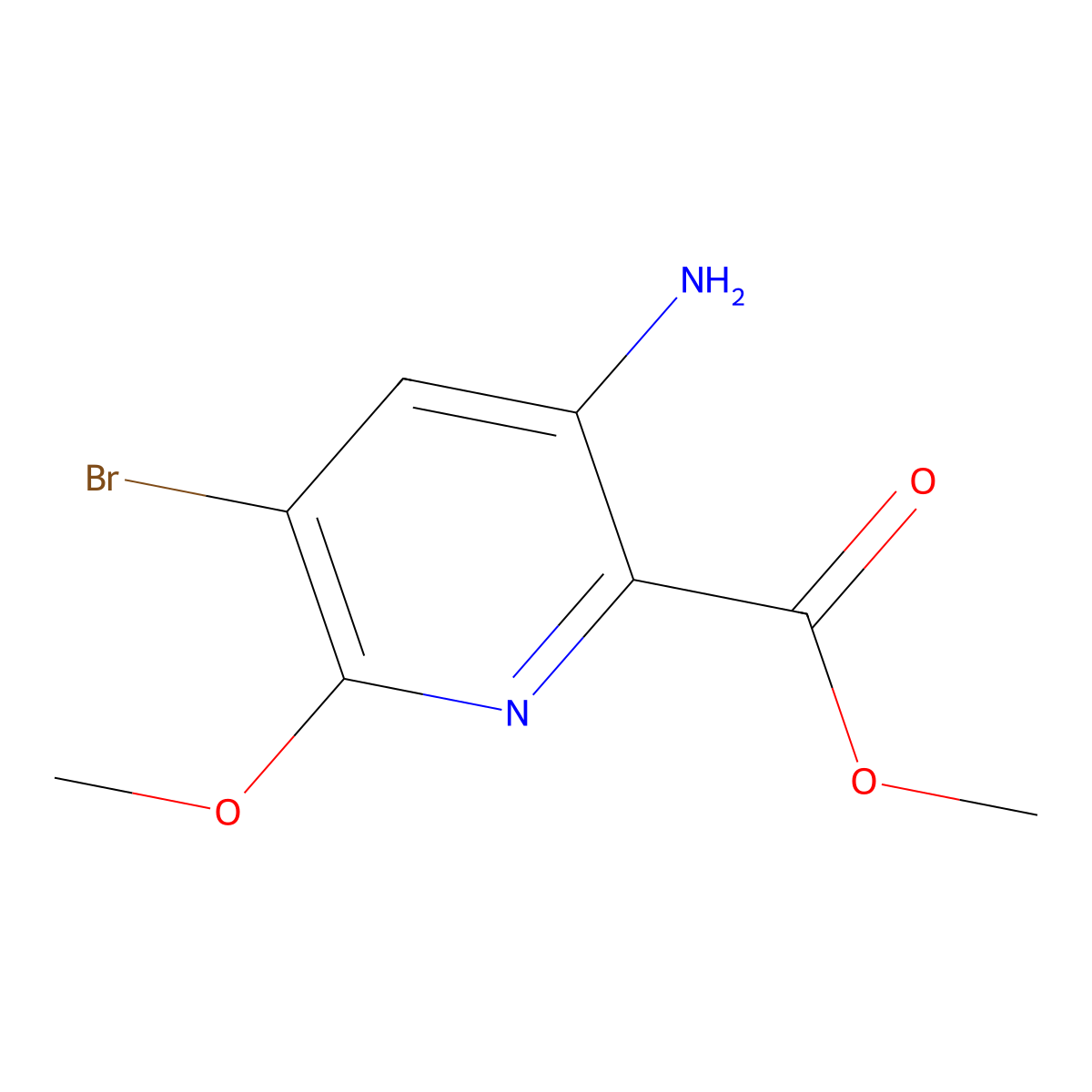 Methyl 3-amino-5-bromo-6-methoxy-pyridine-2-carboxylate molecular structure, CAS 2577287-81-9