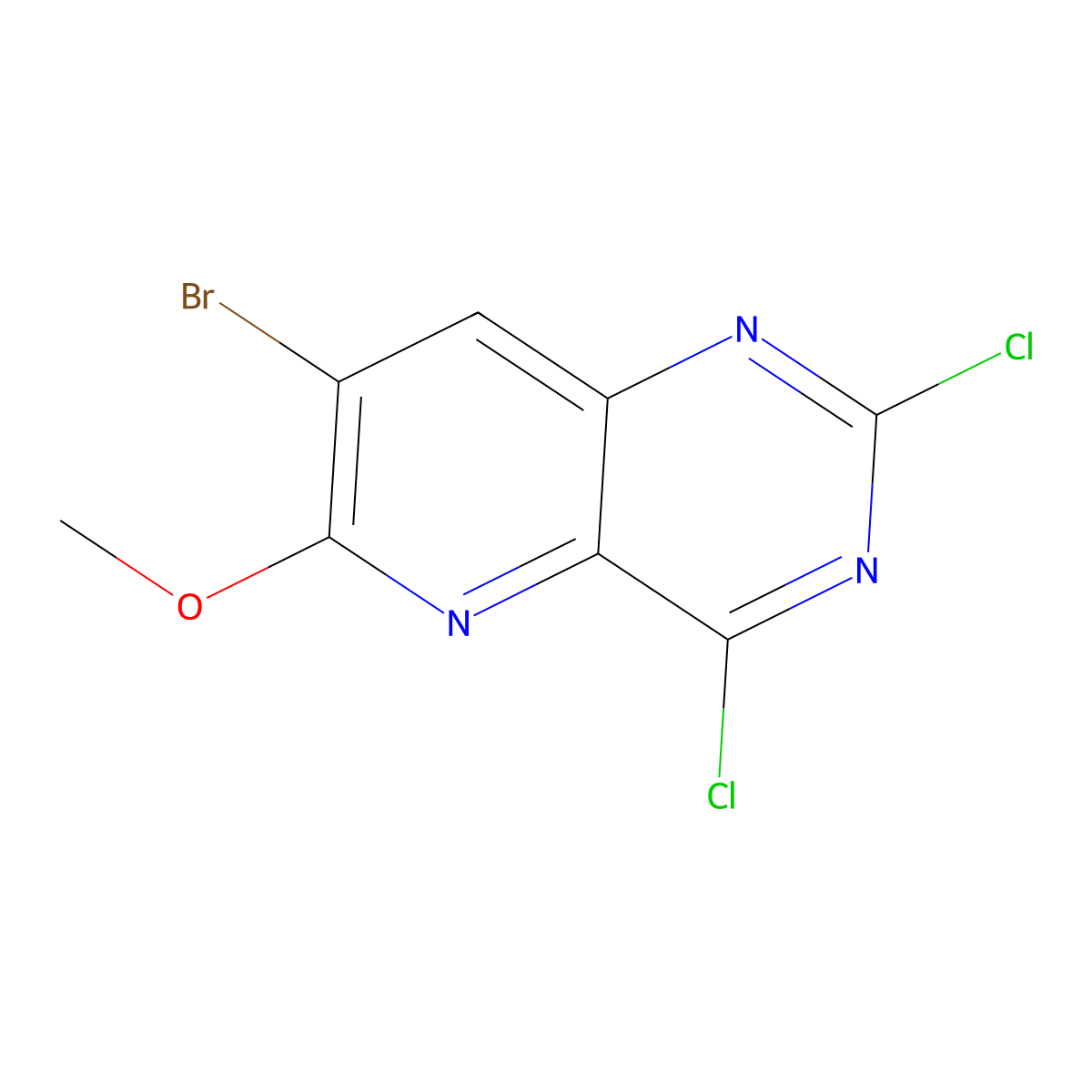 7-Bromo-2,4-dichloro-6-methoxy-pyrido[3,2-D]pyrimidine molecular structure, CAS 2577287-84-2