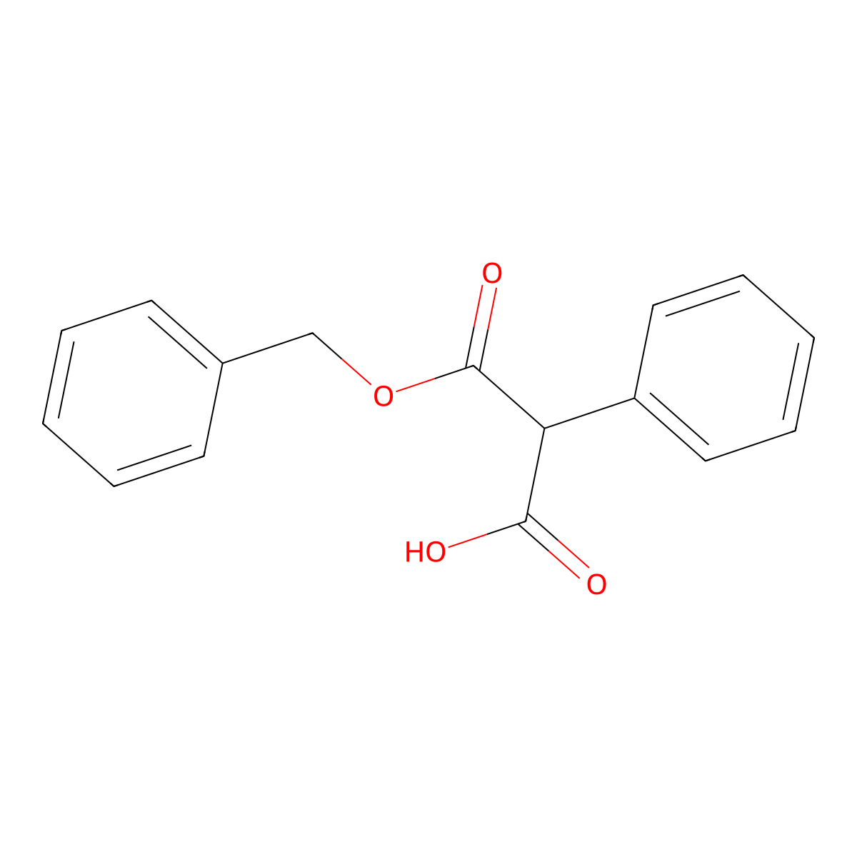 Propanedioic acid, 2-phenyl-, 1-(phenylmethyl) ester molecular structure, CAS 25774-02-1