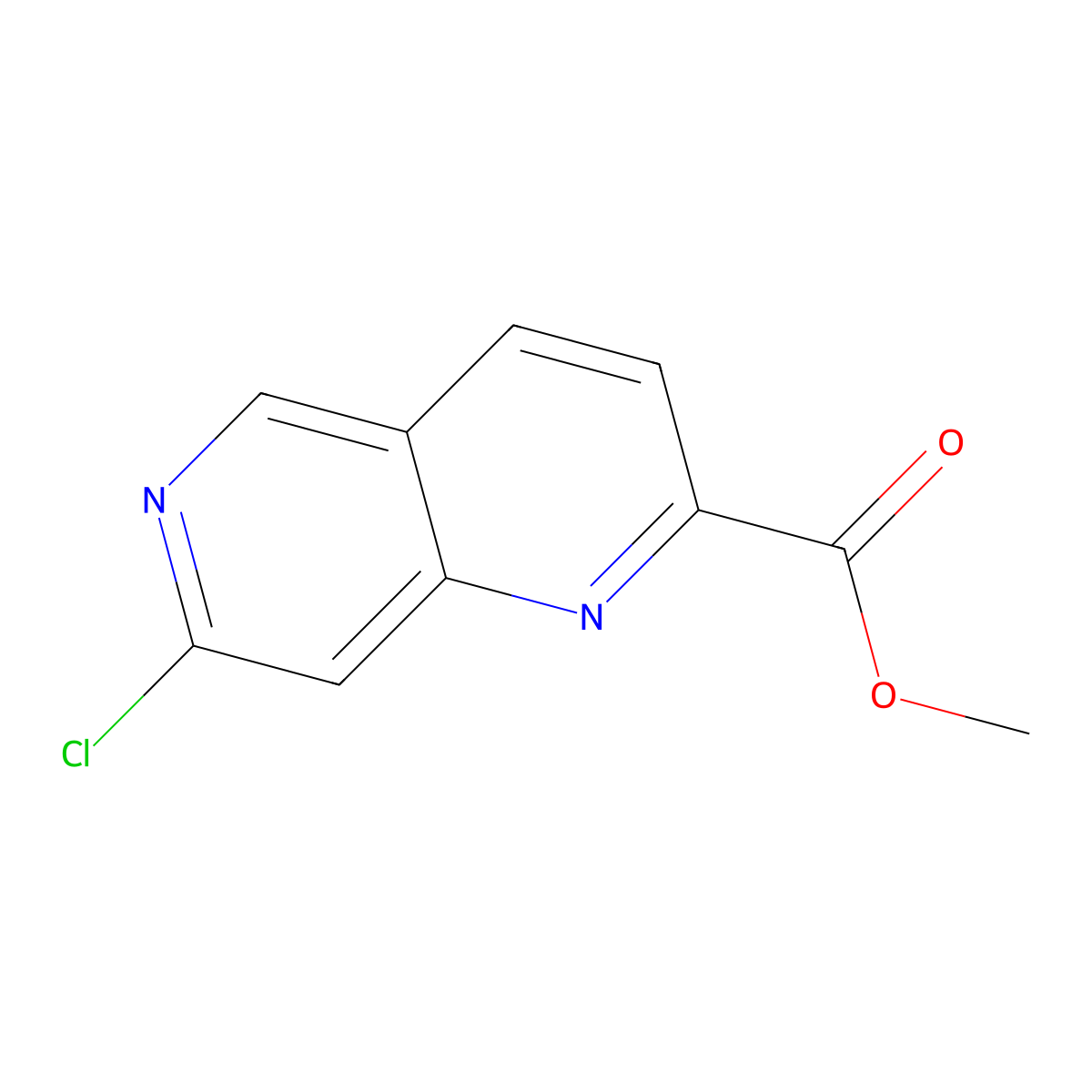 Methyl 7-chloro-1,6-naphthyridine-2-carboxylate molecular structure, CAS 2577848-10-1