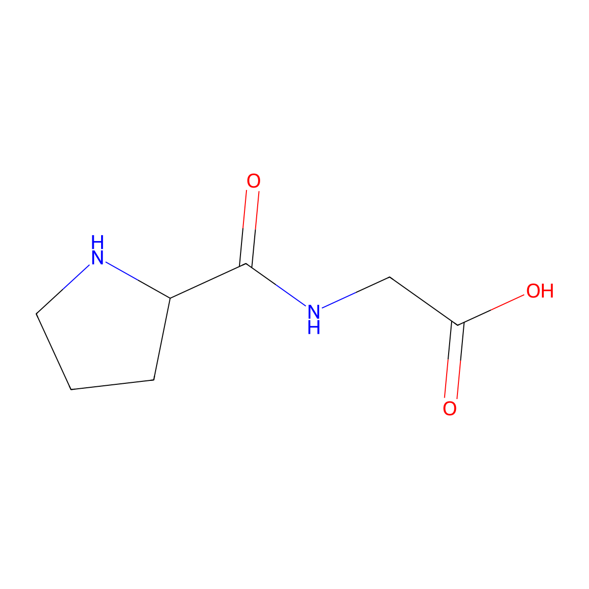 L-Prolylglycine molecular structure, CAS 2578-57-6