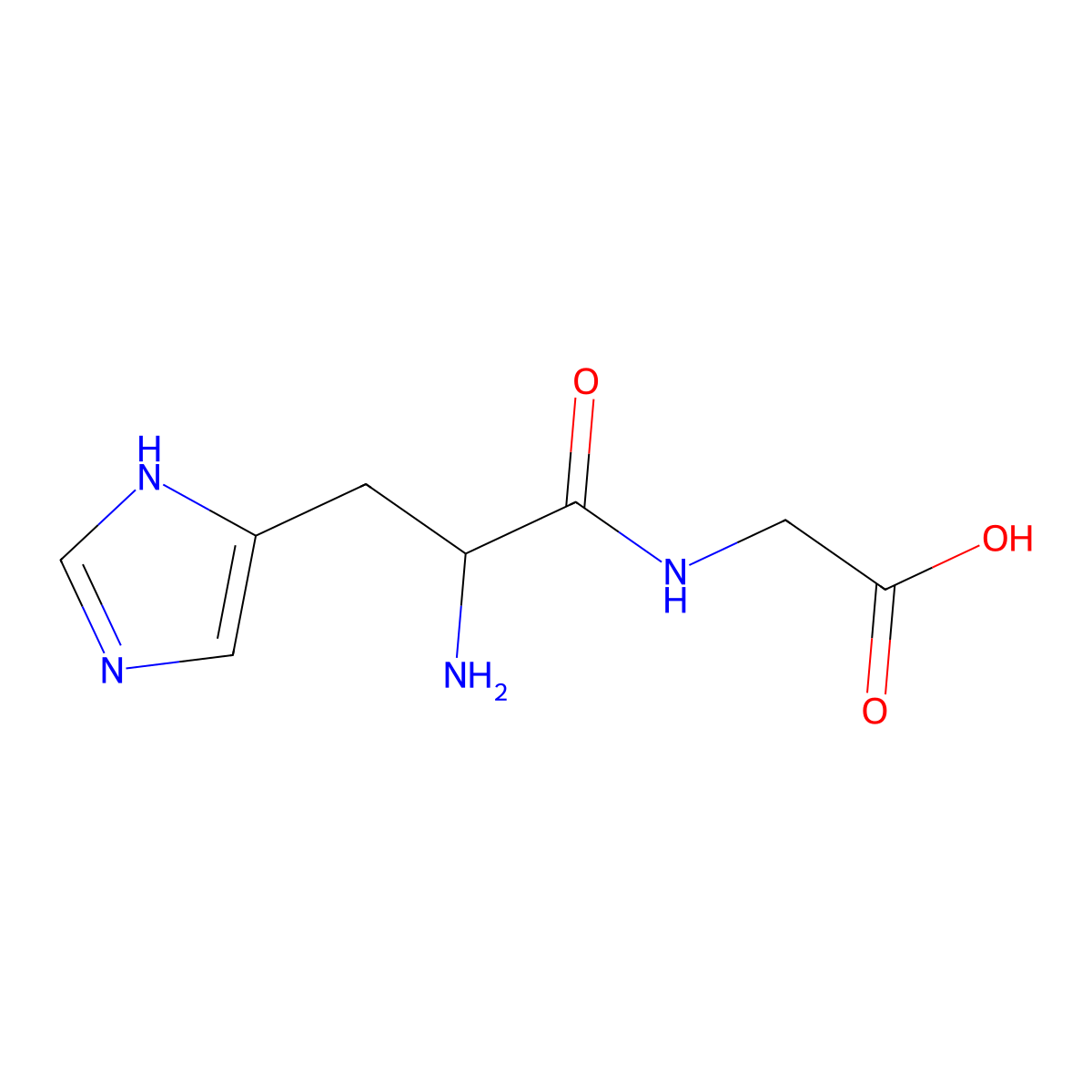 Histidylglycine molecular structure, CAS 2578-58-7