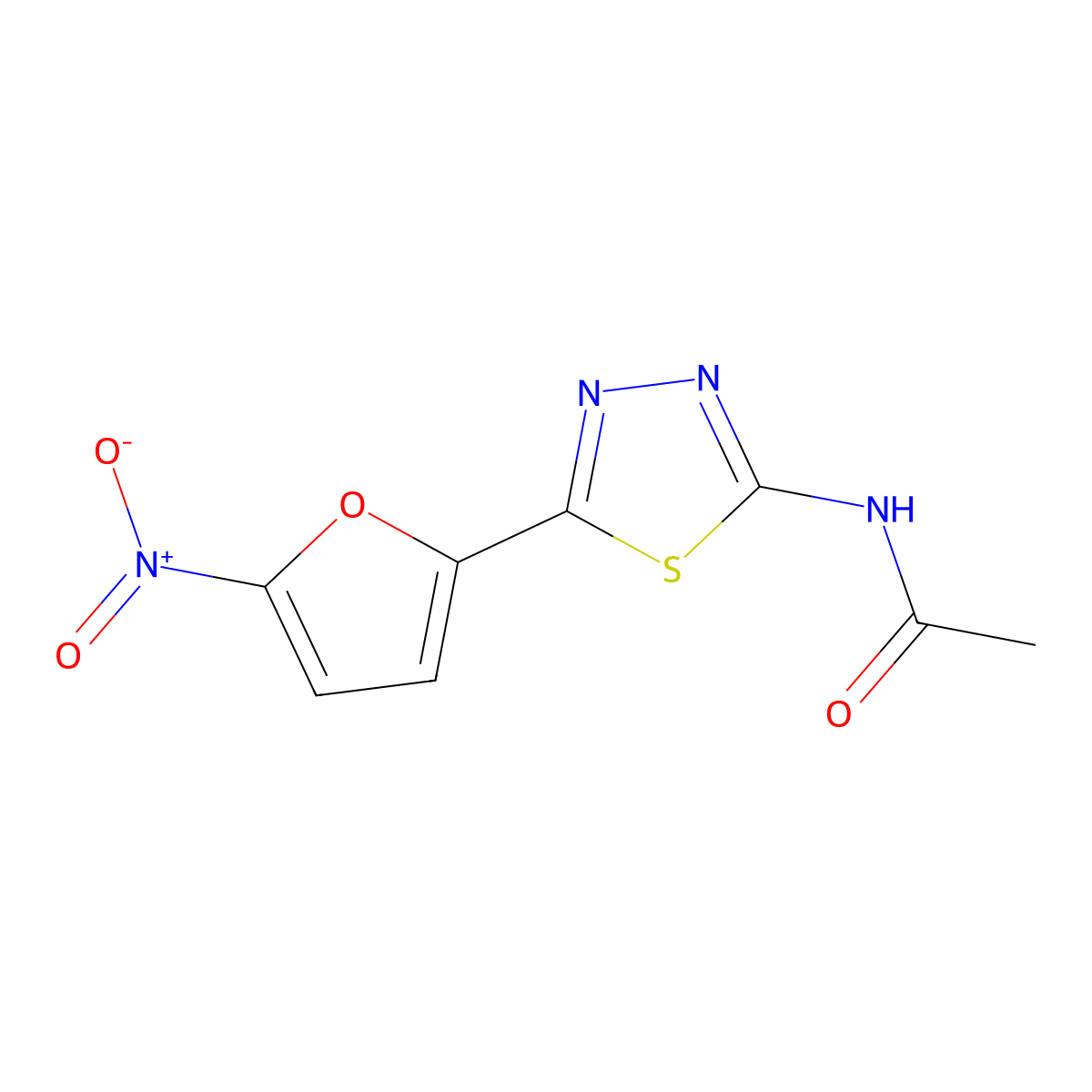 N-[5-(5-Nitro-2-furyl)-1,3,4-thiadiazol-2-yl]acetamide molecular structure, CAS 2578-75-8