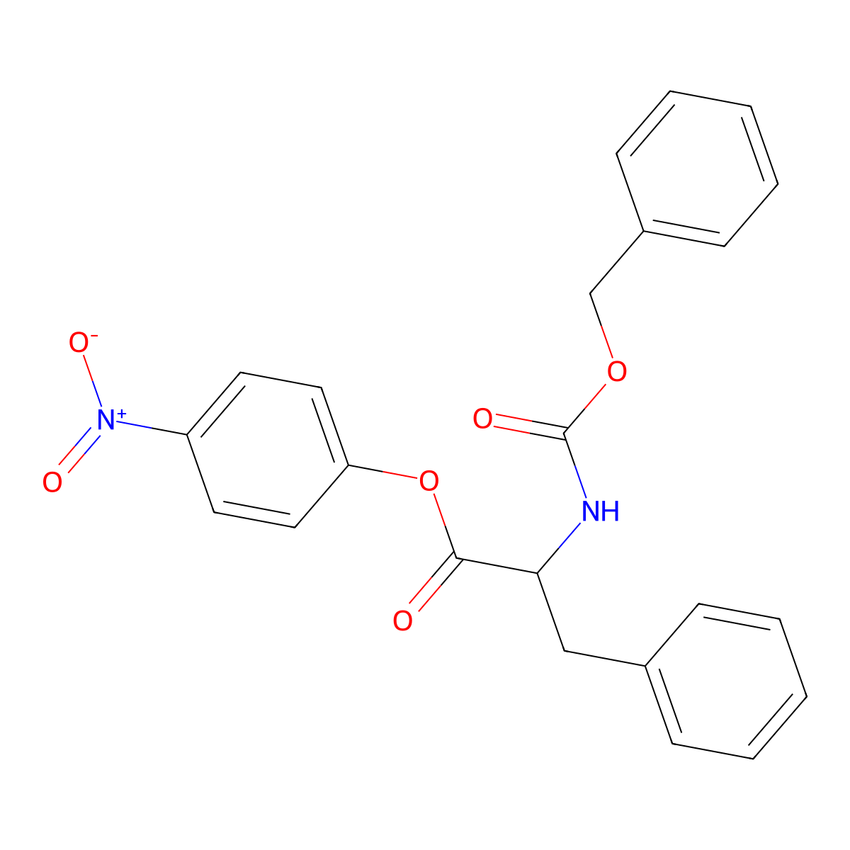 N-((Phenylmethoxy)carbonyl)-D-phenylalanine 4-nitrophenyl ester molecular structure, CAS 2578-85-0