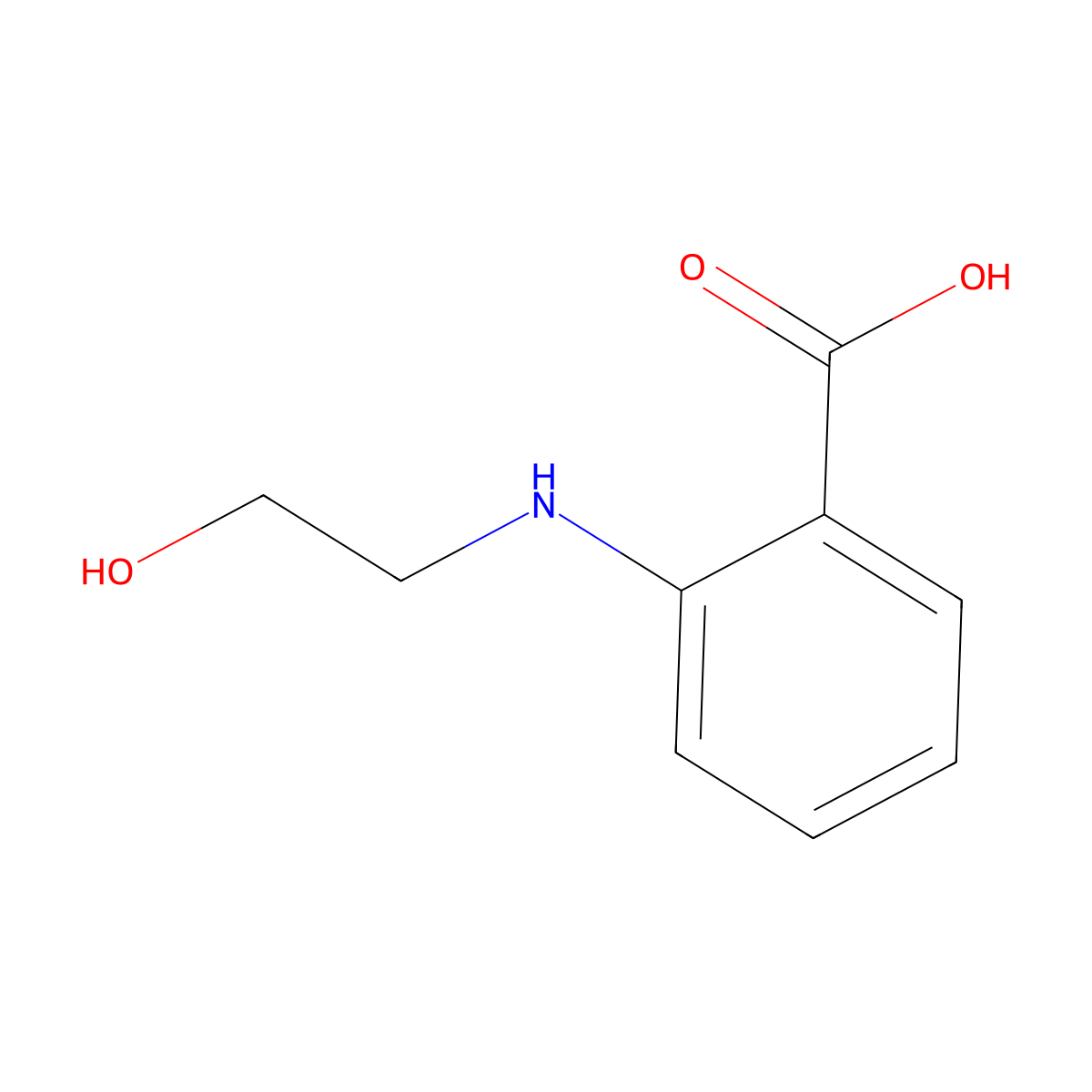 2-((2-Hydroxyethyl)amino)benzoic acid molecular structure, CAS 25784-00-3