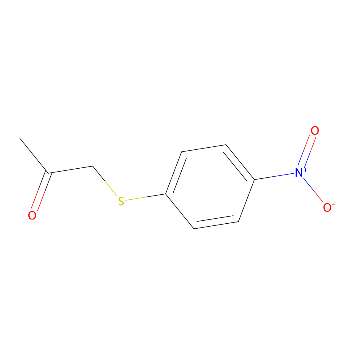 2-Propanone, 1-(p-nitrophenylthio)- molecular structure, CAS 25784-85-4