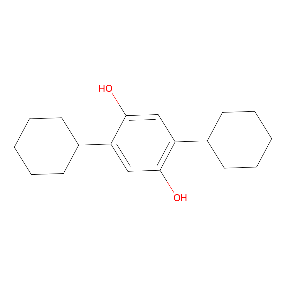 1,4-Benzenediol, 2,5-dicyclohexyl- molecular structure, CAS 25785-60-8