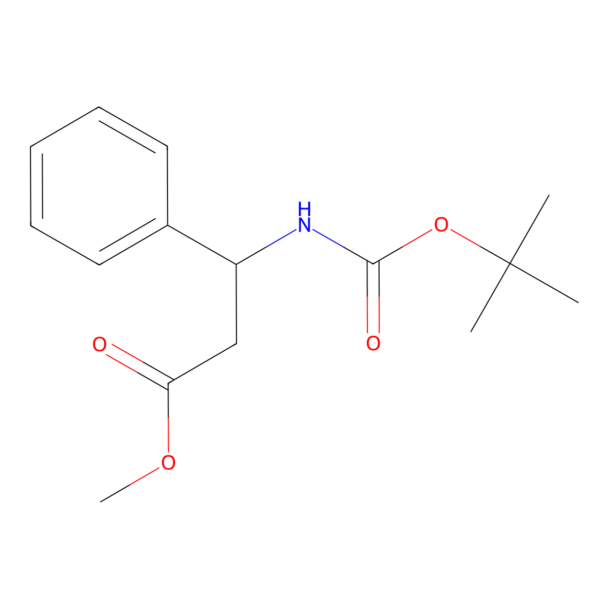 Methyl 3-((tert-butoxycarbonyl)amino)-3-phenylpropanoate molecular structure, CAS 257861-50-0