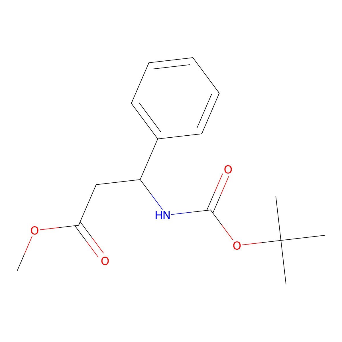 Methyl 3-((tert-butoxycarbonyl)amino)-3-phenylpropanoate molecular structure, CAS 257861-50-0