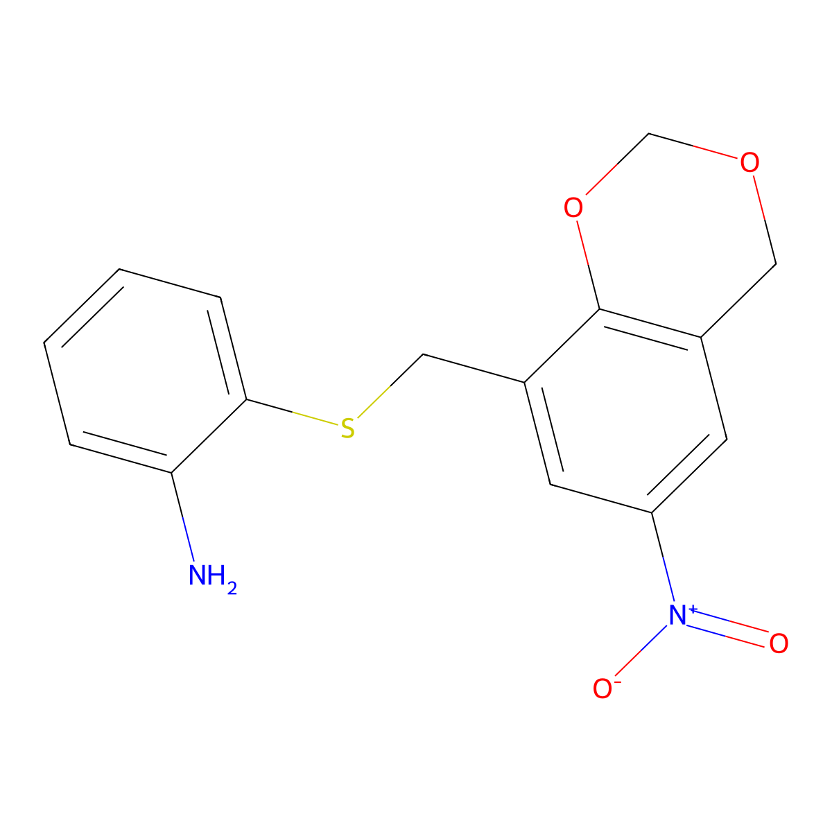 2-{[(6-nitro-4H-1,3-benzodioxin-8-yl)methyl]sulfanyl}aniline molecular structure, CAS 257861-64-6