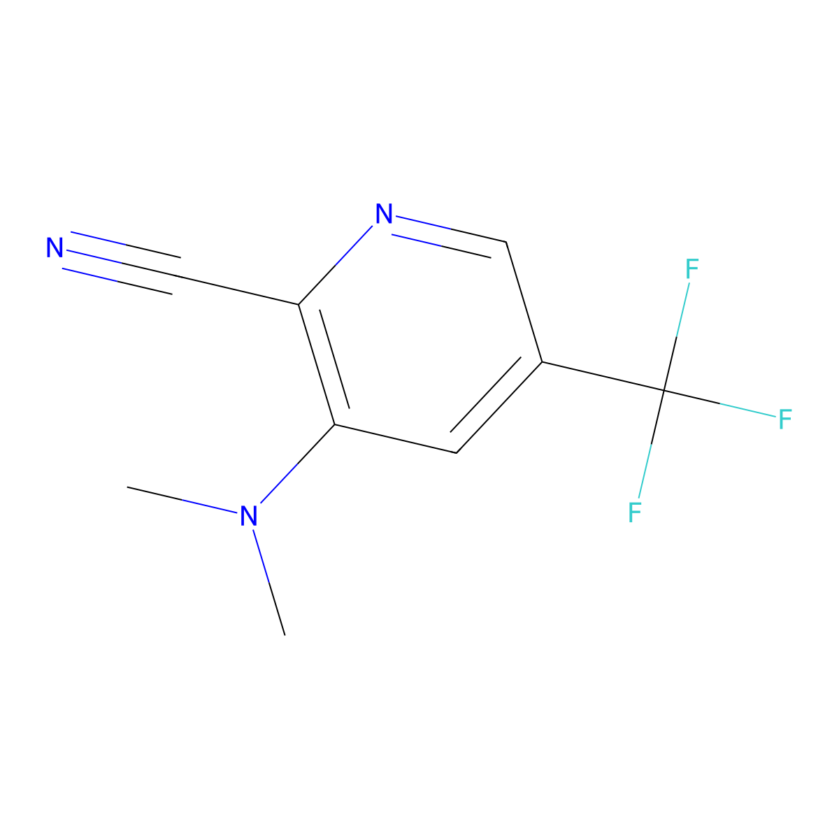3-(Dimethylamino)-5-(trifluoromethyl)pyridine-2-carbonitrile molecular structure, CAS 257862-49-0