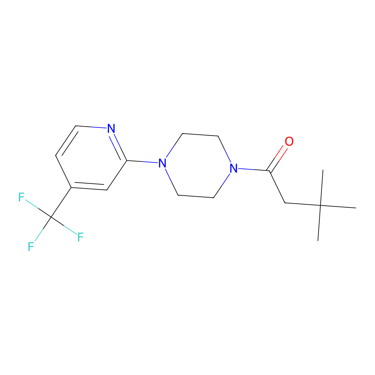 3,3-Dimethyl-1-{4-[4-(Trifluoromethyl)-2-Pyridinyl]-1-Piperazinyl}-1-Butanone molecular structure, CAS 257862-69-4
