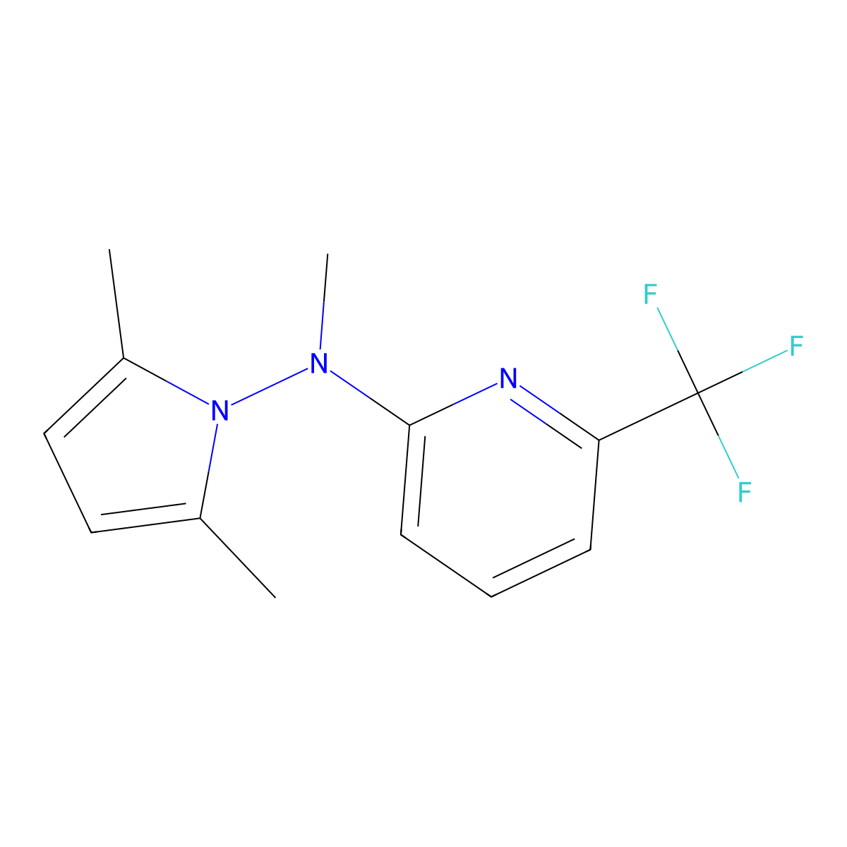 N-(2,5-dimethylpyrrol-1-yl)-N-methyl-6-(trifluoromethyl)pyridin-2-amine molecular structure, CAS 257862-80-9