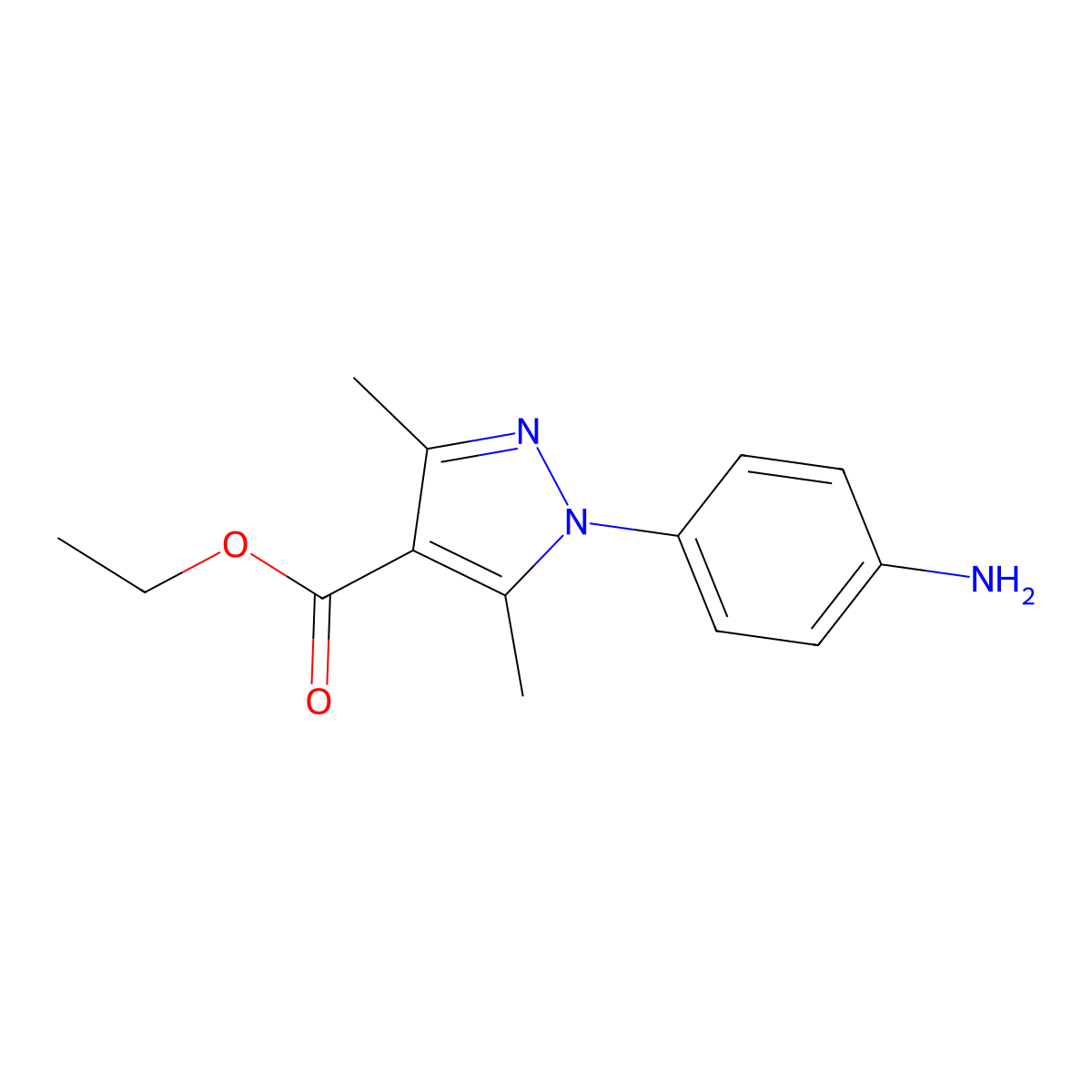1-(4-Aminophenyl)-3,5-Dimethyl-1h-Pyrazole-4-Carboxylic Acid Ethyl Ester molecular structure, CAS 257863-04-0
