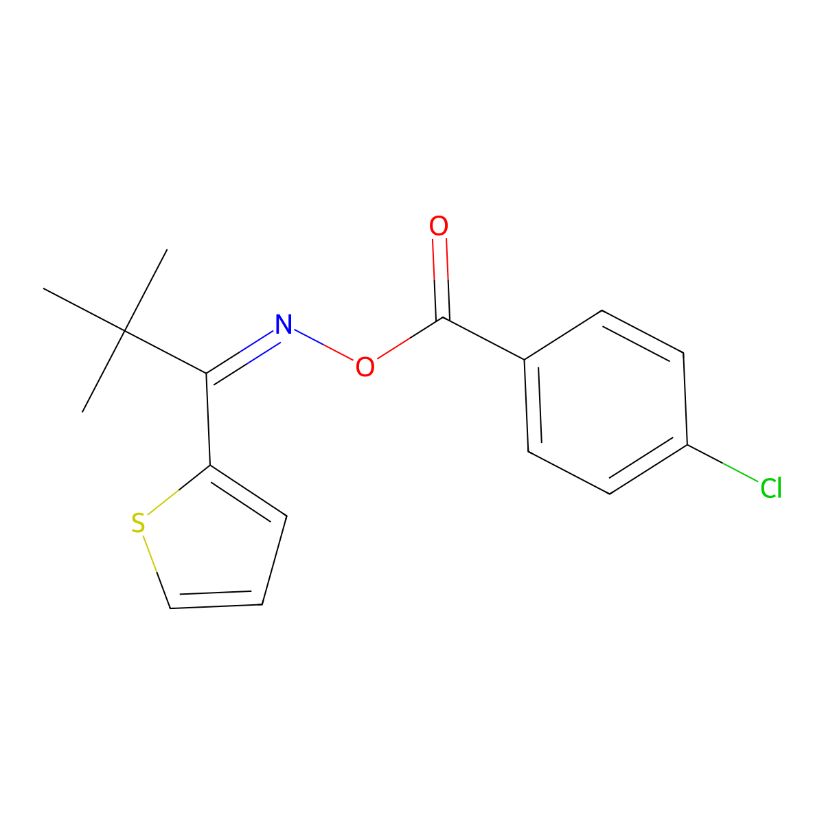 2,2-Dimethyl-1-(2-thienyl)-1-propanone O-(4-chlorobenzoyl)oxime molecular structure, CAS 257863-05-1