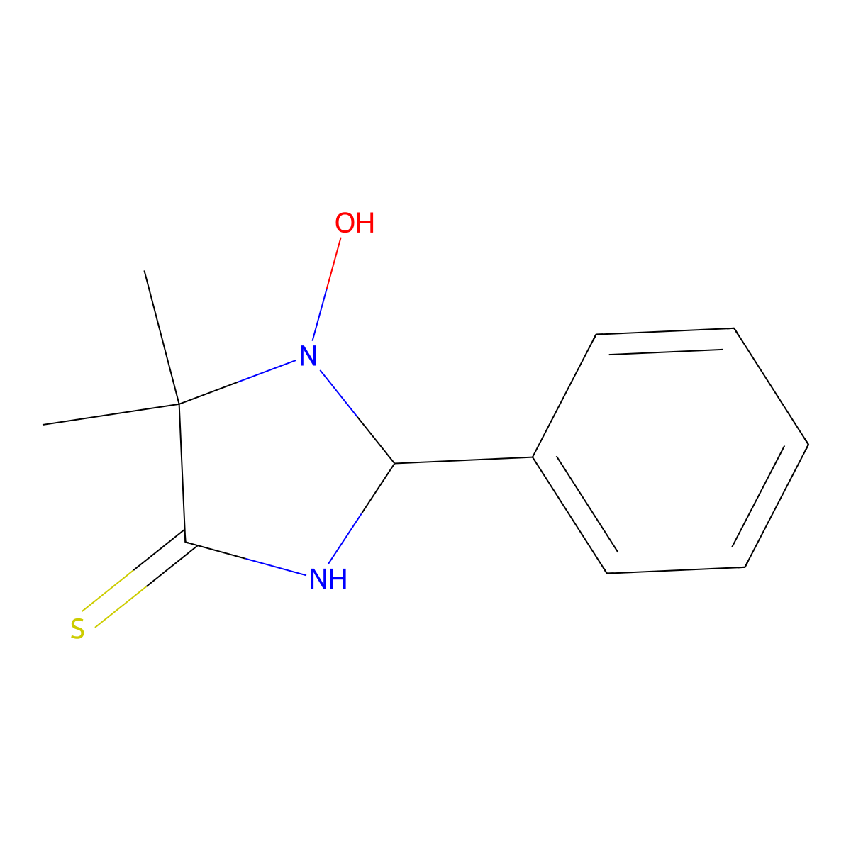 1-Hydroxy-5,5-dimethyl-2-phenylimidazolidine-4-thione molecular structure, CAS 257869-91-3