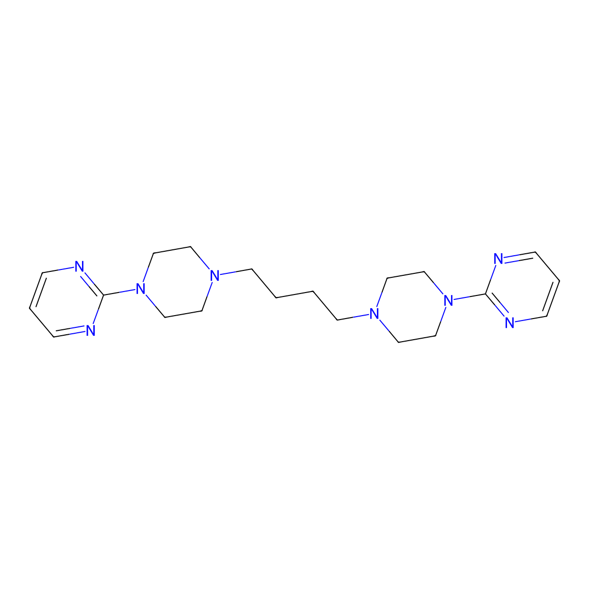 1,4-Bis(4-(pyrimidin-2-yl)piperazin-1-yl)butane molecular structure, CAS 257877-45-5