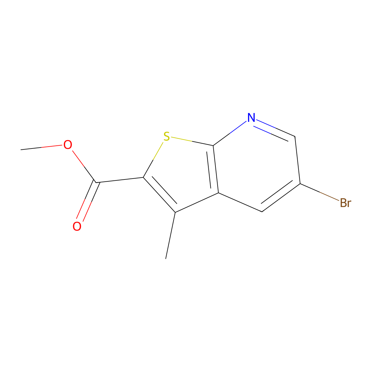 Methyl 5-bromo-3-methylthieno[2,3-b]pyridine-2-carboxylate molecular structure, CAS 2578839-30-0